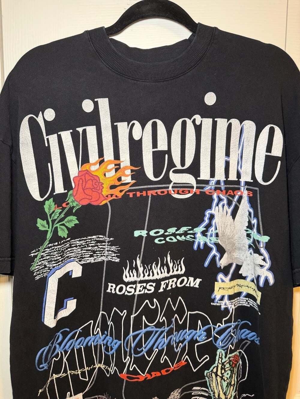 Civil Regime Graphic T-Shirt S Black Roses From Chaos